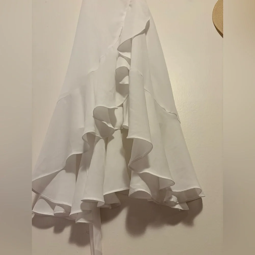 Lulu's White High Low Wrap Dress - Picture 3 of 8